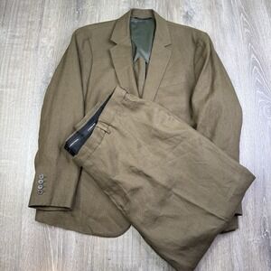 Kirrin Finch The Finch Linen Suit Blazer 3XL Pants 24 Made in India Deep Moss